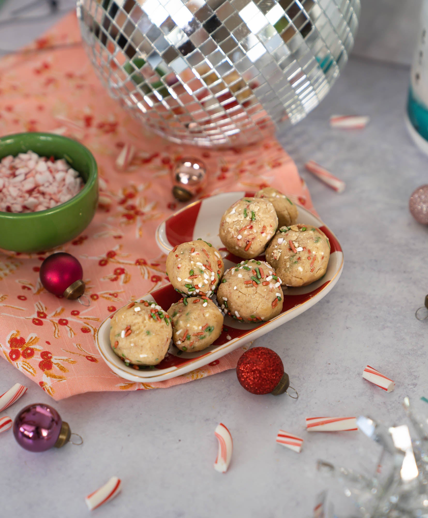 Candy Cane Protein Cake Pops